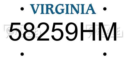 58259HM Virginia License Plate