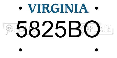 5825BO Virginia License Plate