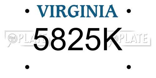5825K Virginia License Plate