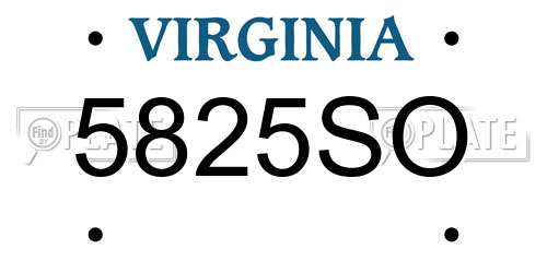 5825SO Virginia License Plate
