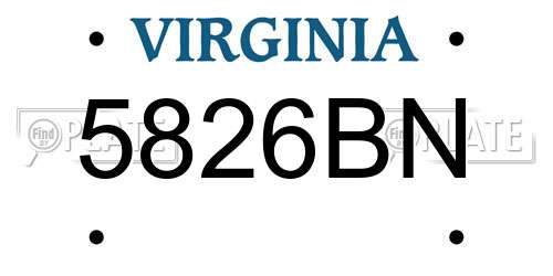 5826BN Virginia License Plate