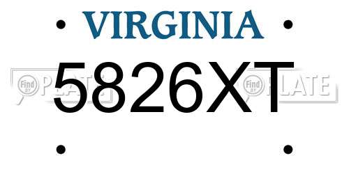 5826XT Virginia License Plate