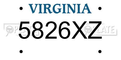 5826XZ Virginia License Plate