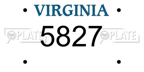 5827 Virginia License Plate