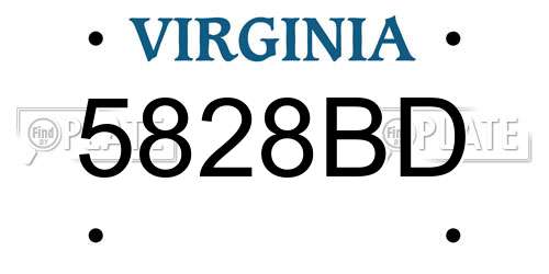 5828BD Virginia License Plate