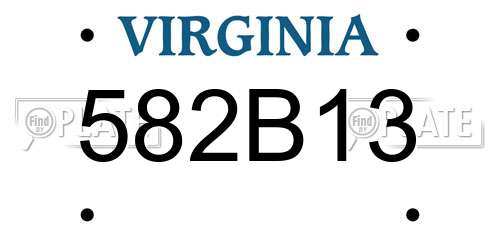 582B13 Virginia License Plate
