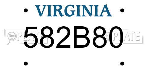 582B80 Virginia License Plate
