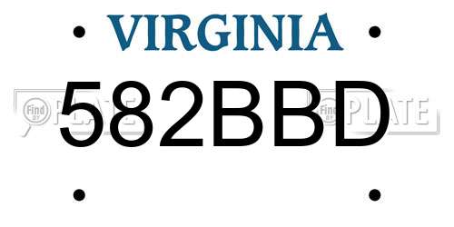 582BBD Virginia License Plate