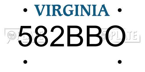 582BBO Virginia License Plate