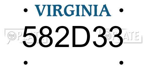 582D33 Virginia License Plate