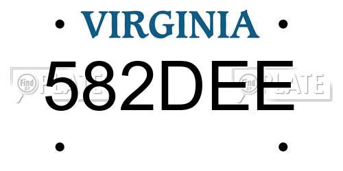 582DEE Virginia License Plate
