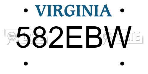 582EBW Virginia License Plate