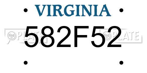 582F52 Virginia License Plate