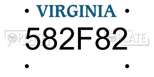 582F82 Virginia License Plate