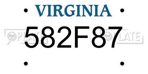 582F87 Virginia License Plate