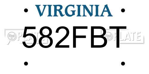 582FBT Virginia License Plate