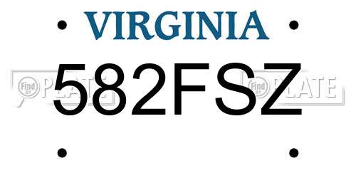 582FSZ Virginia License Plate