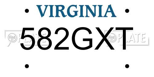582GXT Virginia License Plate