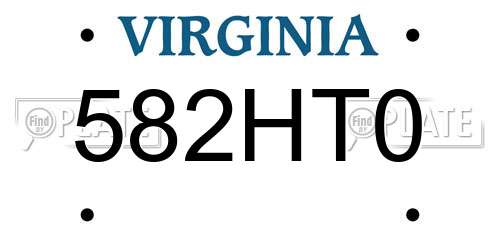 582HT0 Virginia License Plate
