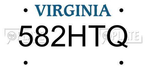582HTQ Virginia License Plate
