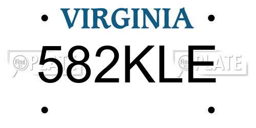 582KLE Virginia License Plate