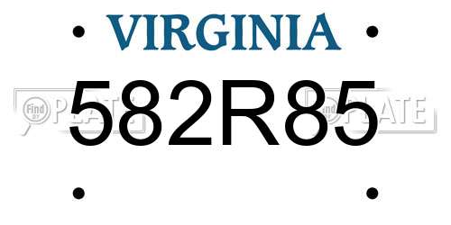 582R85 Virginia License Plate