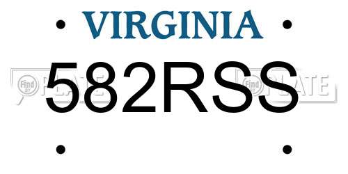 582RSS Virginia License Plate