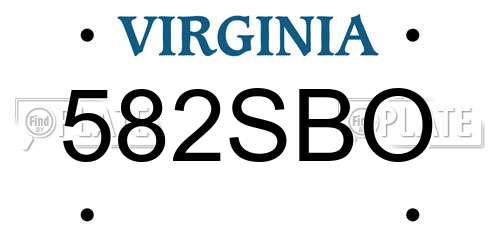 582SBO Virginia License Plate