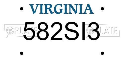 582SI3 Virginia License Plate