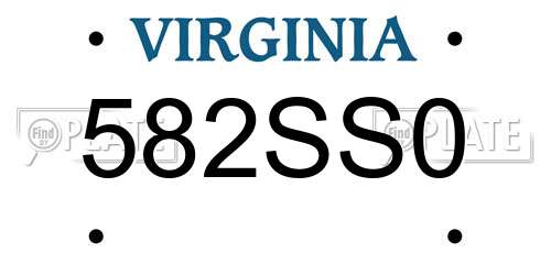582SS0 Virginia License Plate