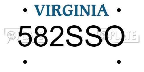 582SSO Virginia License Plate