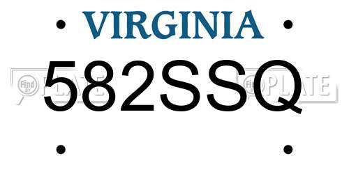 582SSQ Virginia License Plate