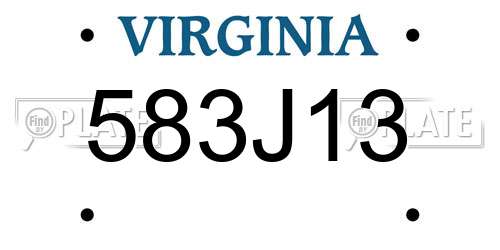 583J13 Virginia License Plate