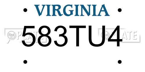 583TU4 Virginia License Plate