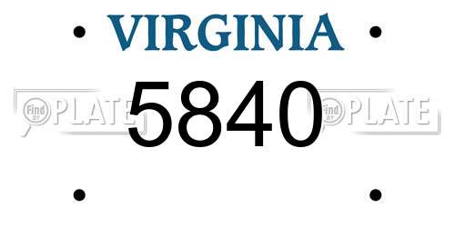 5840 Virginia License Plate
