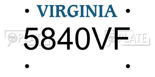 5840VF Virginia License Plate