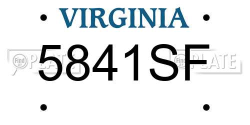5841SF Virginia License Plate