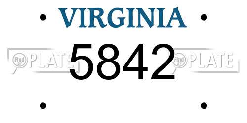 5842 Virginia License Plate
