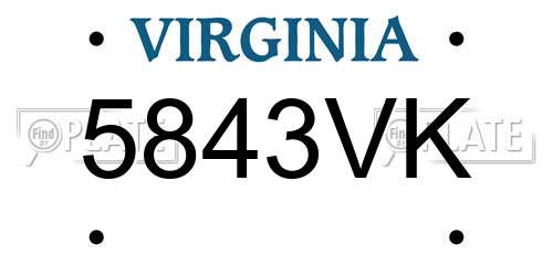 5843VK Virginia License Plate