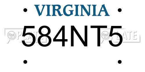 584NT5 Virginia License Plate