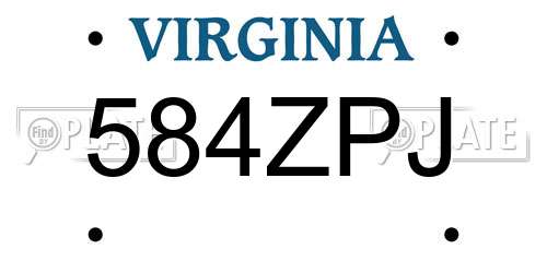 584ZPJ Virginia License Plate