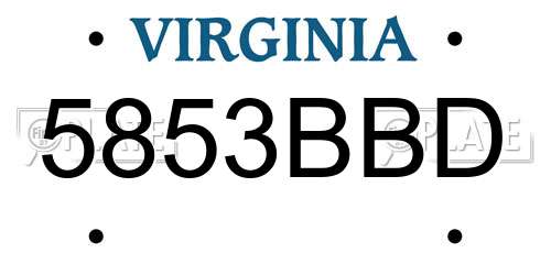 5853BBD Virginia License Plate