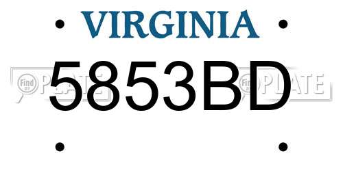 5853BD Virginia License Plate