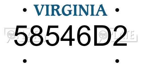 58546D2 Virginia License Plate