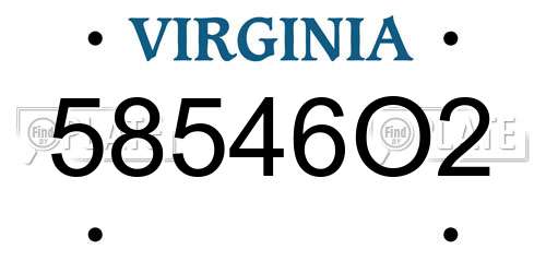 58546O2 Virginia License Plate
