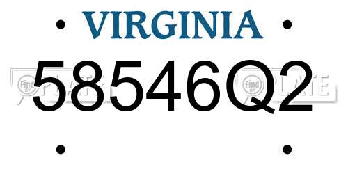 58546Q2 Virginia License Plate