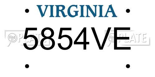 5854VE Virginia License Plate