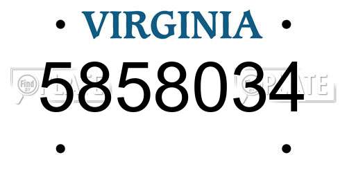 5858034 Virginia License Plate