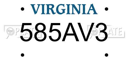 585AV3 Virginia License Plate