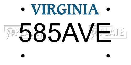 585AVE Virginia License Plate